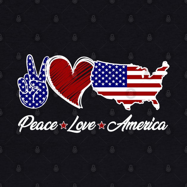 Love Peace America 4th Of July Patriotic by White Martian